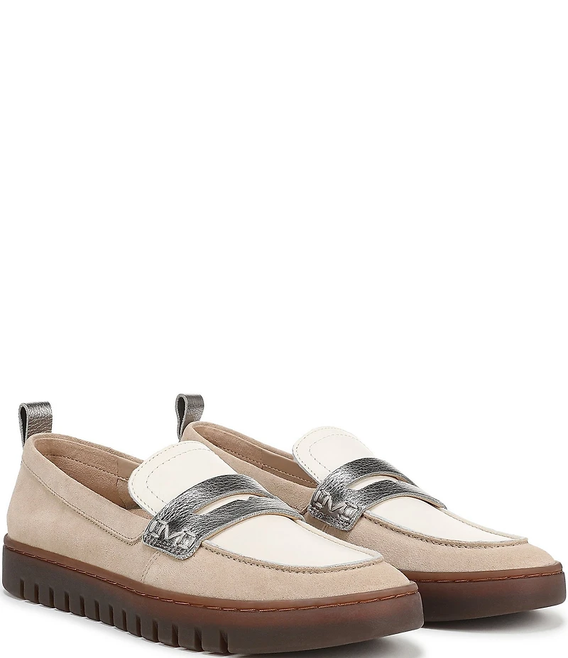Vionic Uptown Suede and Leather Packable Penny Loafers