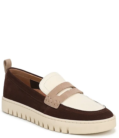 Vionic Uptown Suede and Leather Packable Penny Loafers