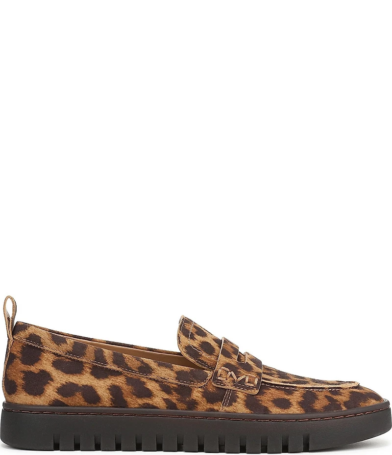 Vionic Uptown Suede Leopard Print Packable Penny Loafers
