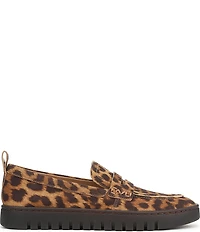 Vionic Uptown Suede Leopard Print Packable Penny Loafers