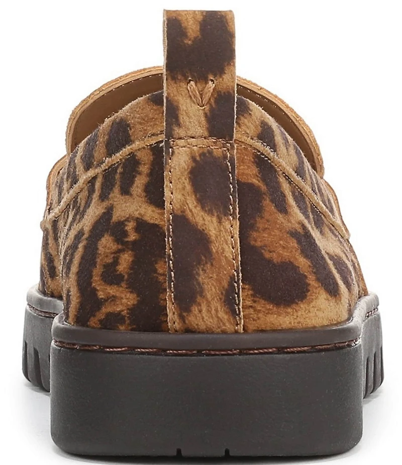 Vionic Uptown Suede Leopard Print Packable Penny Loafers