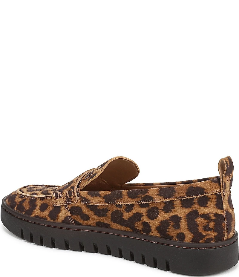 Vionic Uptown Suede Leopard Print Packable Penny Loafers