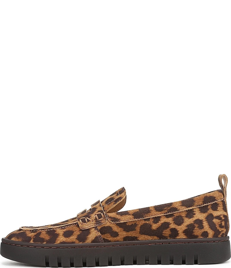 Vionic Uptown Suede Leopard Print Packable Penny Loafers