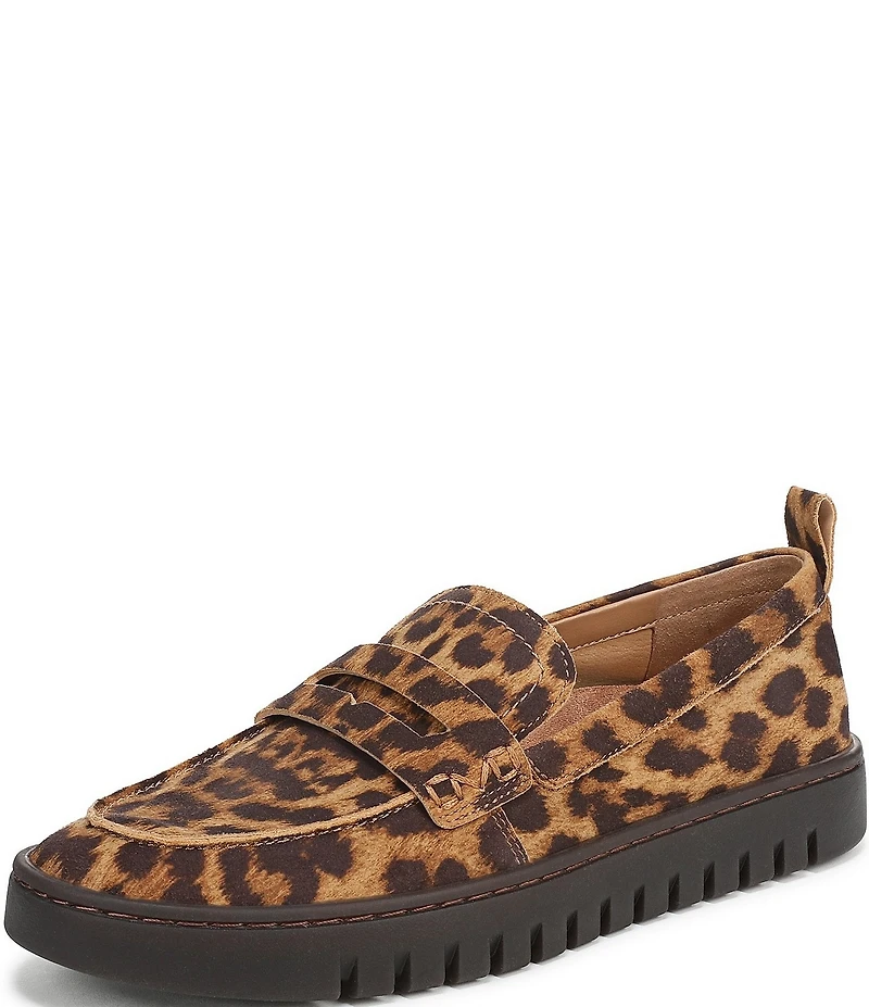 Vionic Uptown Suede Leopard Print Packable Penny Loafers