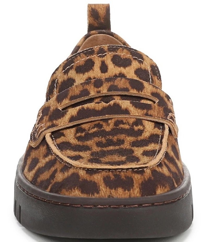 Vionic Uptown Suede Leopard Print Packable Penny Loafers