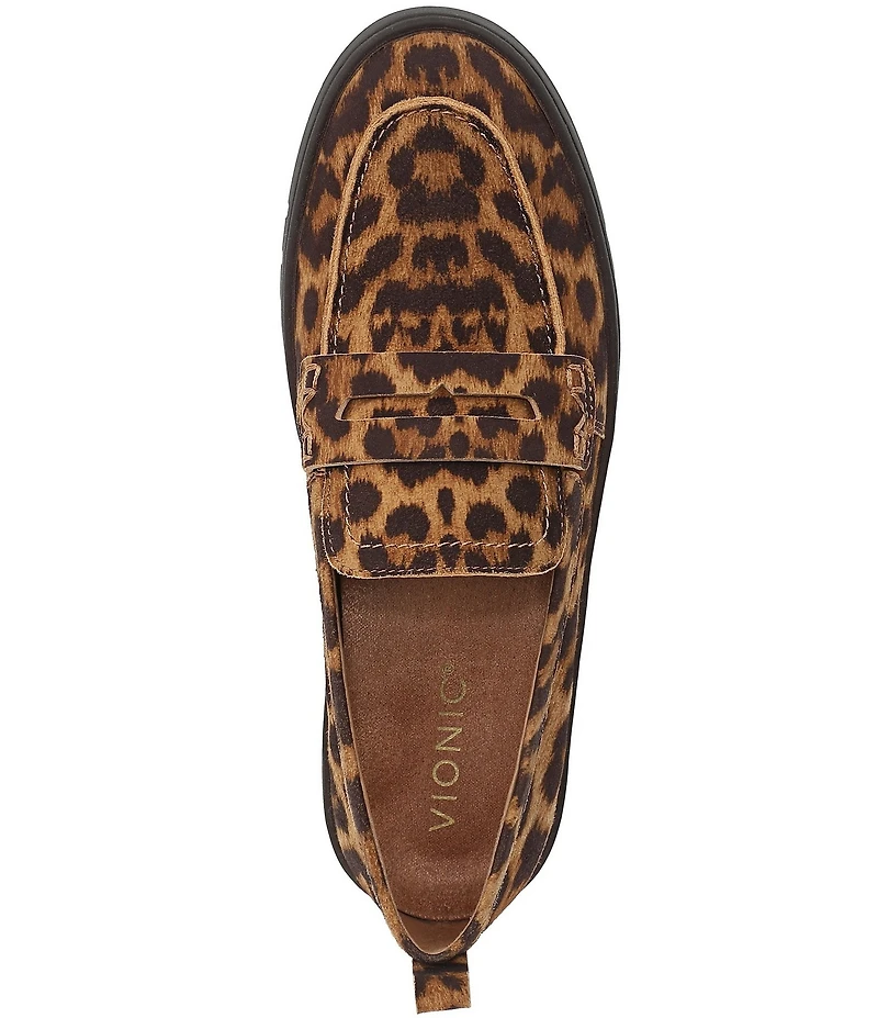 Vionic Uptown Suede Leopard Print Packable Penny Loafers