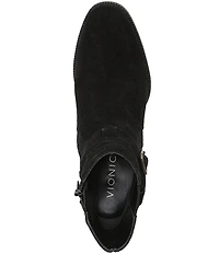Vionic Vivette Suede Buckle Hardware Strap Ankle Booties