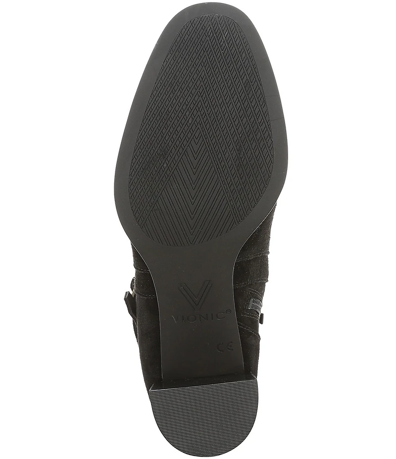 Vionic Vivette Suede Buckle Hardware Strap Ankle Booties