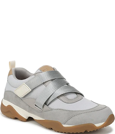 Vionic Walk Slim Gia Suede and Leather Cross Strap Walking Sneakers