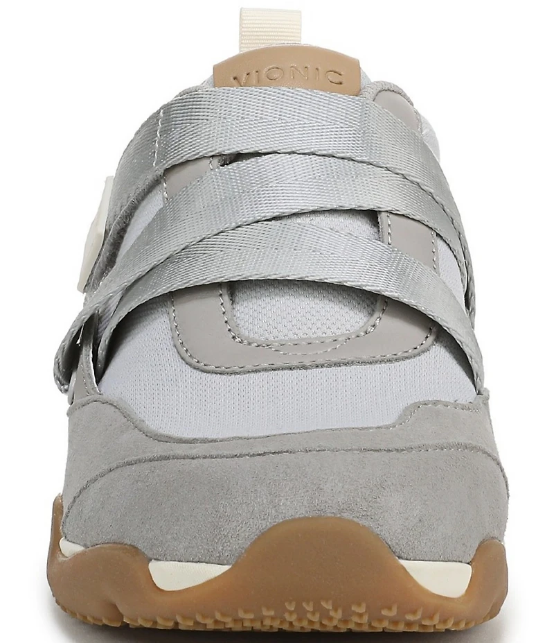 Vionic Walk Slim Gia Suede and Leather Cross Strap Walking Sneakers