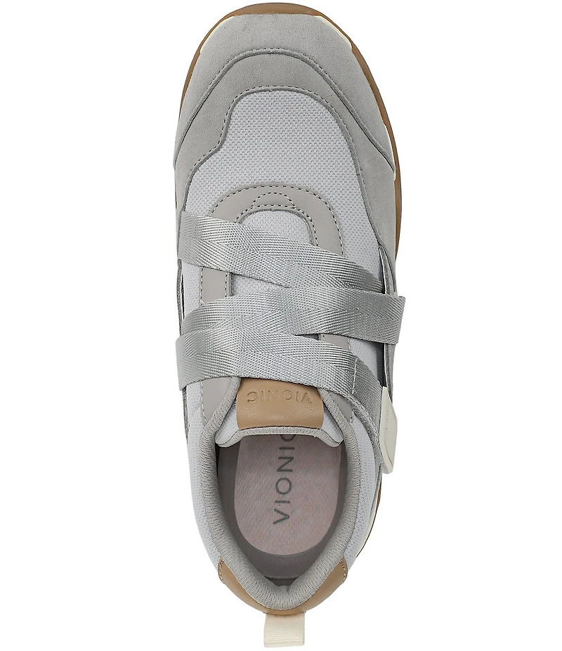 Vionic Walk Slim Gia Suede and Leather Cross Strap Walking Sneakers
