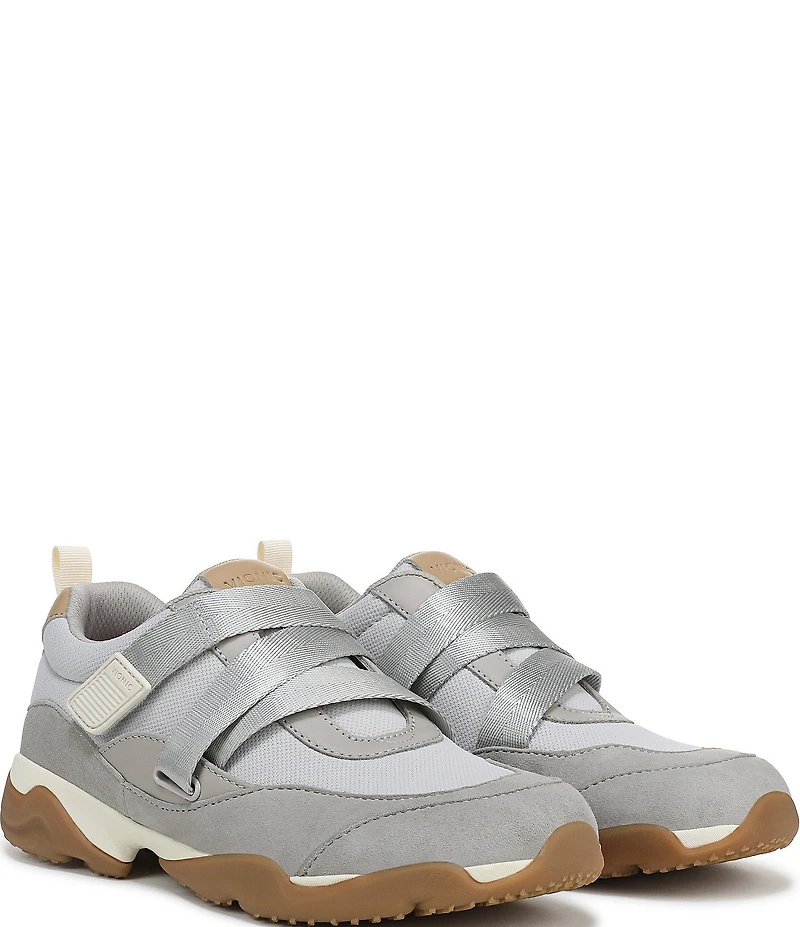 Vionic Walk Slim Gia Suede and Leather Cross Strap Walking Sneakers