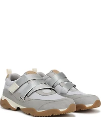 Vionic Walk Slim Gia Suede and Leather Cross Strap Walking Sneakers