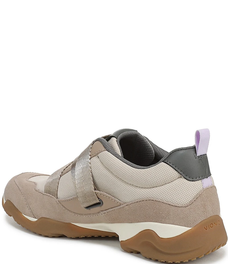 Vionic Walk Slim Gia Suede and Leather Cross Strap Walking Sneakers