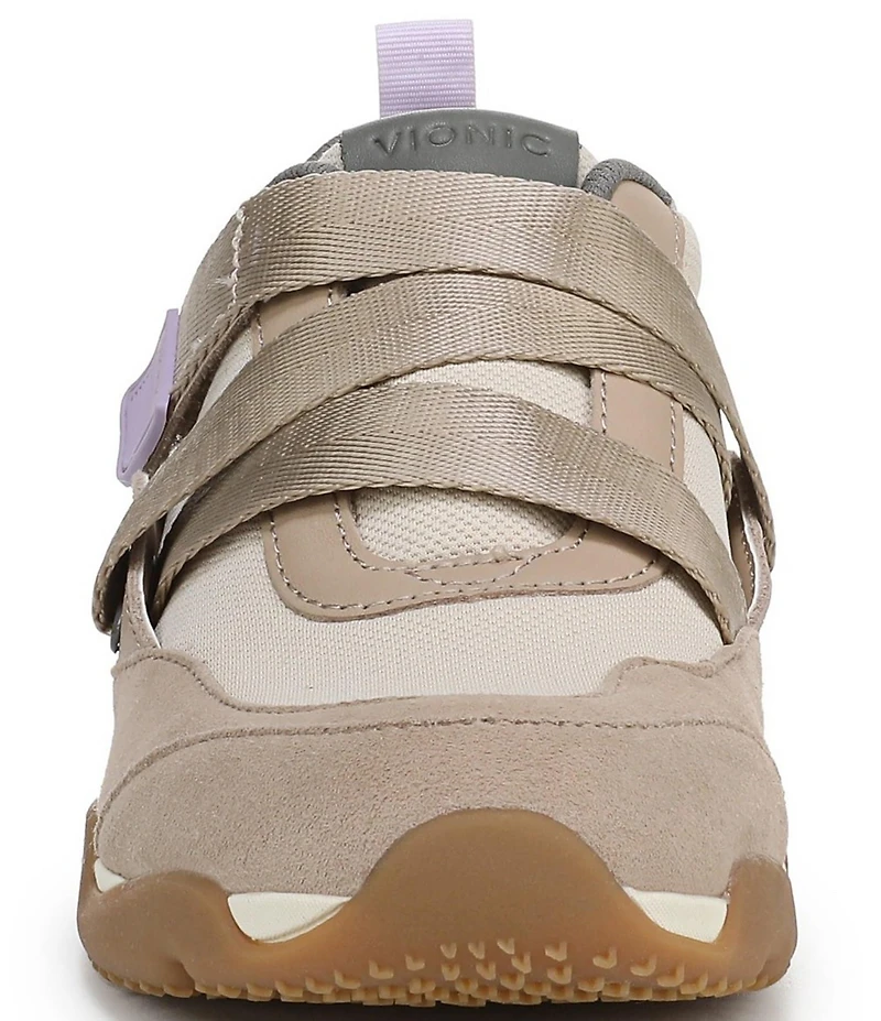 Vionic Walk Slim Gia Suede and Leather Cross Strap Walking Sneakers