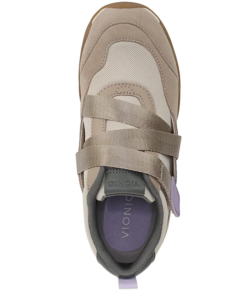 Vionic Walk Slim Gia Suede and Leather Cross Strap Walking Sneakers
