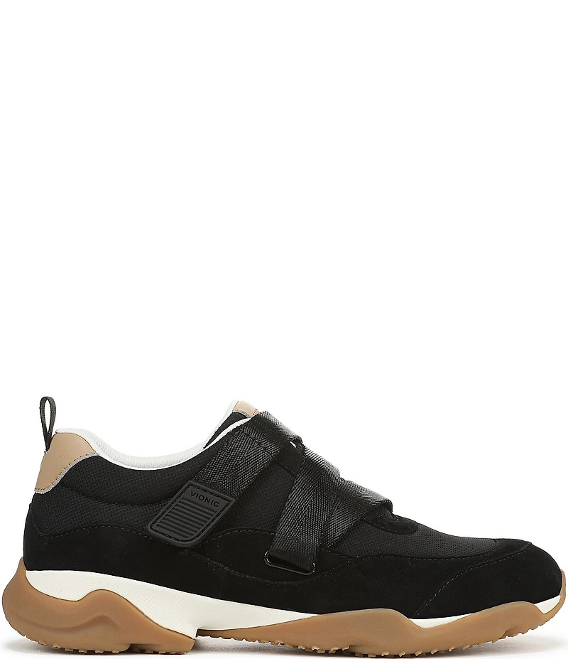 Vionic Walk Slim Gia Suede and Leather Cross Strap Walking Sneakers