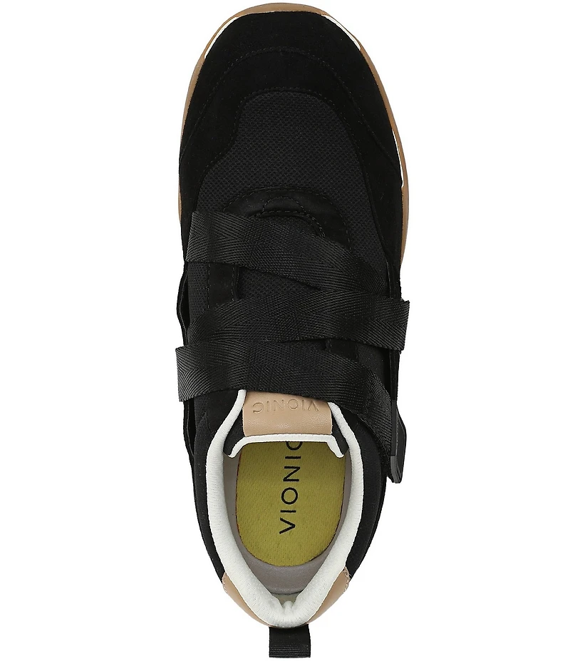 Vionic Walk Slim Gia Suede and Leather Cross Strap Walking Sneakers