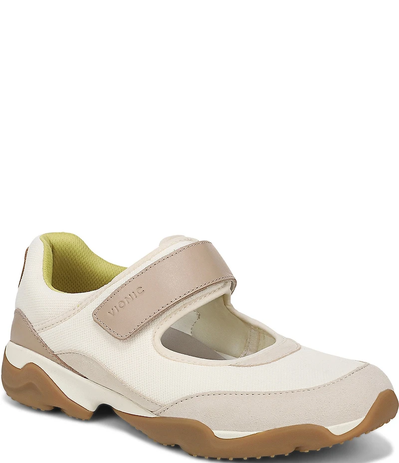 Vionic Walk Slim Giselle Mixed Leather and Textile Mary Jane Sneakers