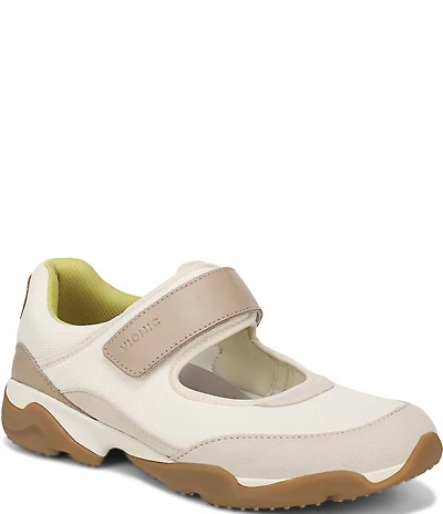 Vionic Walk Slim Giselle Mixed Leather and Textile Mary Jane Sneakers