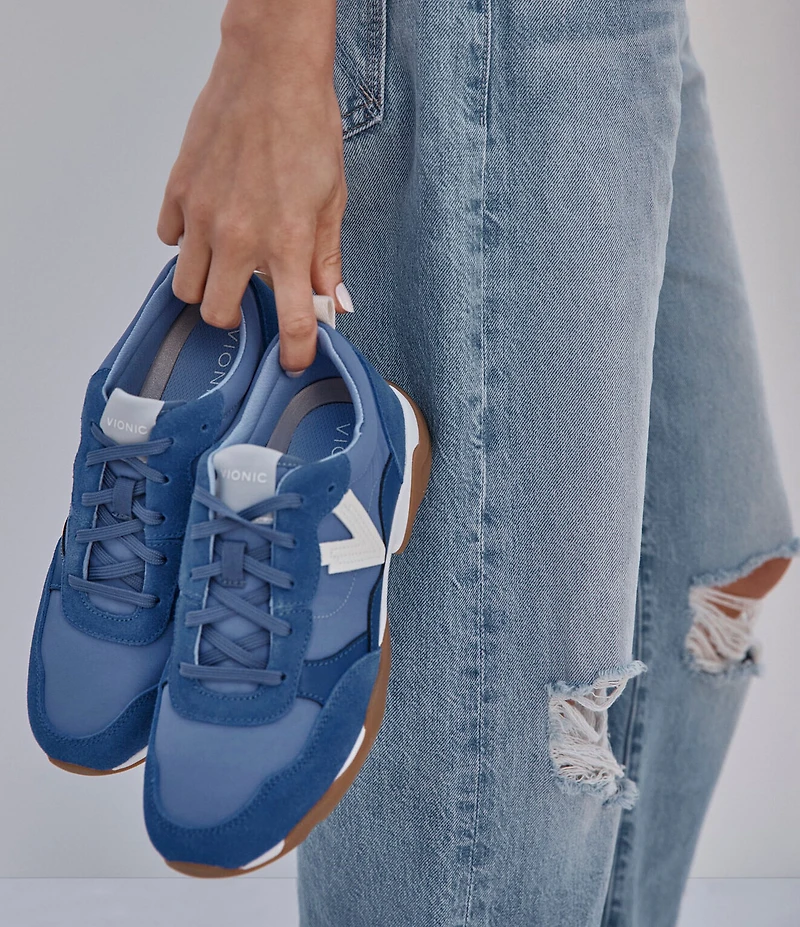 Vionic Walk Slim Glide Sleek Leather Lace Up Sneakers