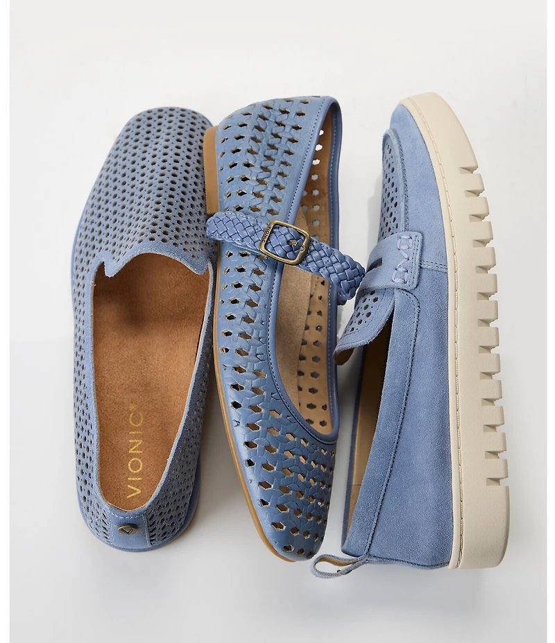 Vionic Willa 2.0 Perforated Suede Slip On Loafers