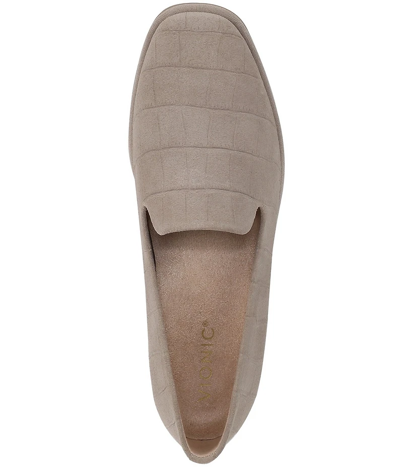Vionic Willa 2.0 Croco Embossed Suede Slip On Loafers