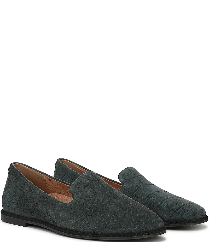 Vionic Willa 2.0 Croco Embossed Suede Slip On Loafers