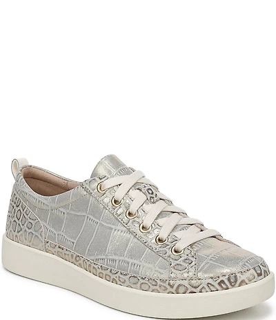 Vionic Winny Suede Croco Print Lace Up Sneakers