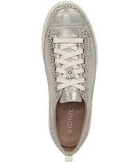 Vionic Winny Suede Croco Print Lace Up Sneakers