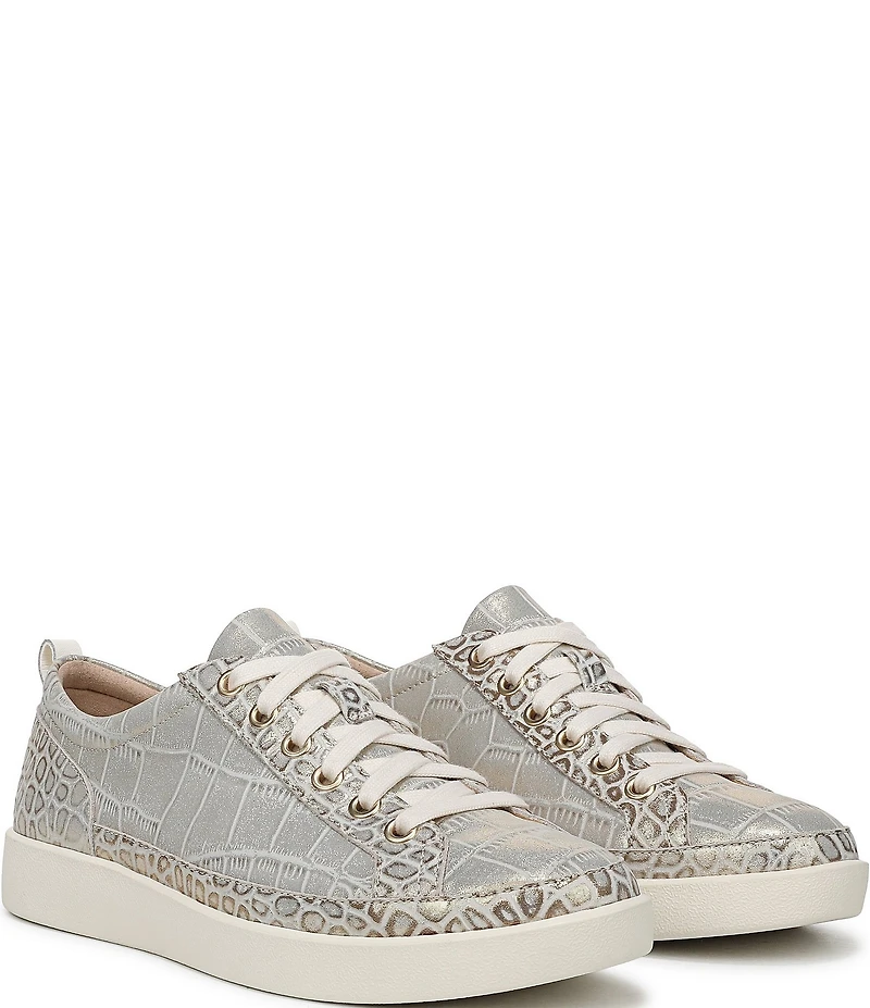 Vionic Winny Suede Croco Print Lace Up Sneakers