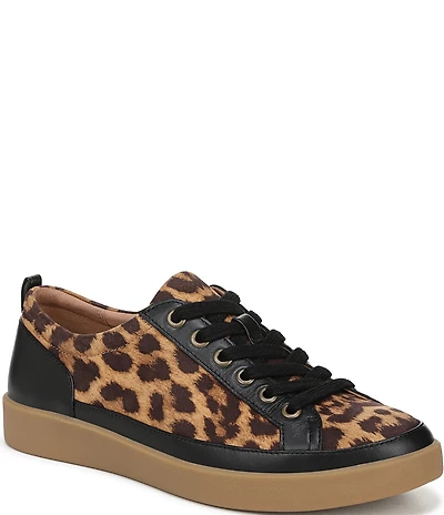 Vionic Winny Suede Leopard Print Lace Up Sneakers
