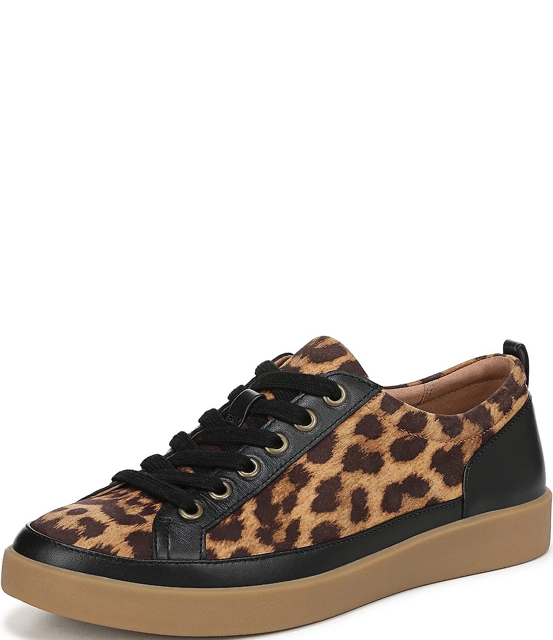 Vionic Winny Suede Leopard Print Lace Up Sneakers