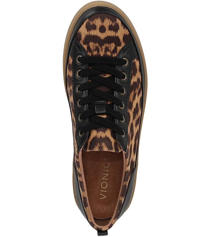 Vionic Winny Suede Leopard Print Lace Up Sneakers
