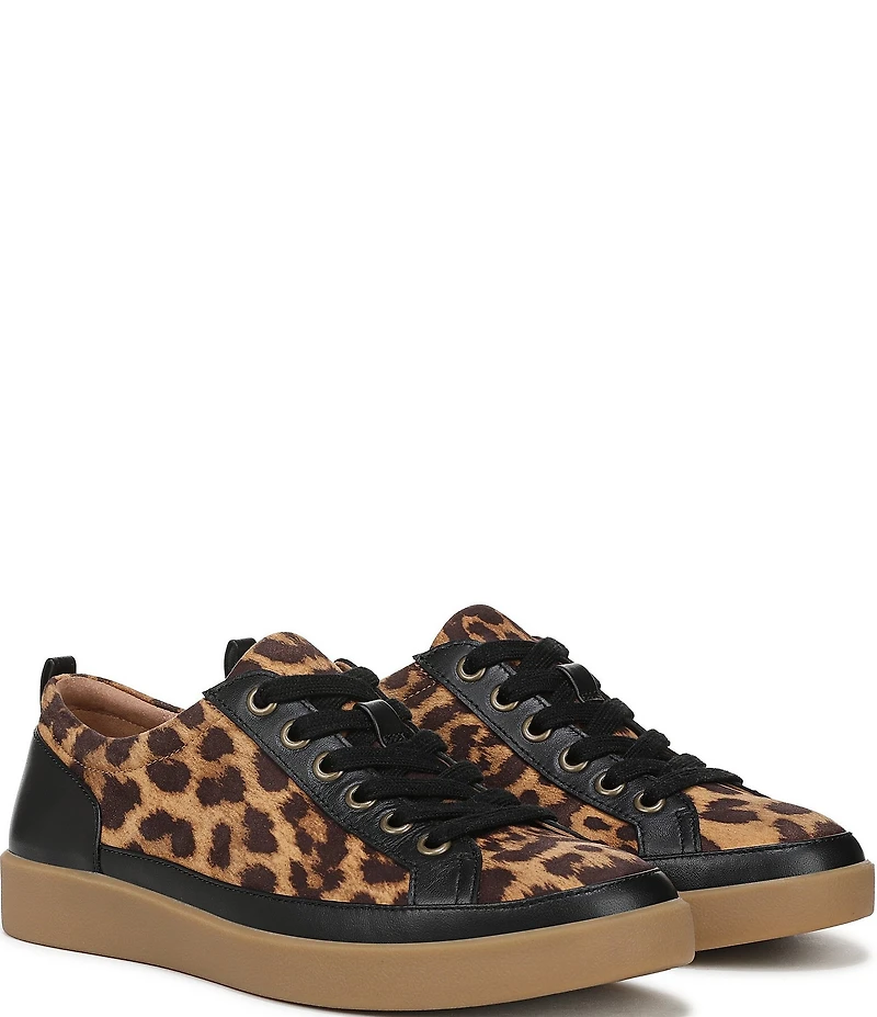 Vionic Winny Suede Leopard Print Lace Up Sneakers