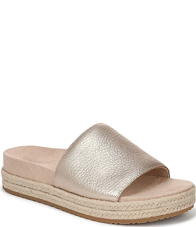 Vionic Yasmina Leather Platform Espadrille Slide Sandals