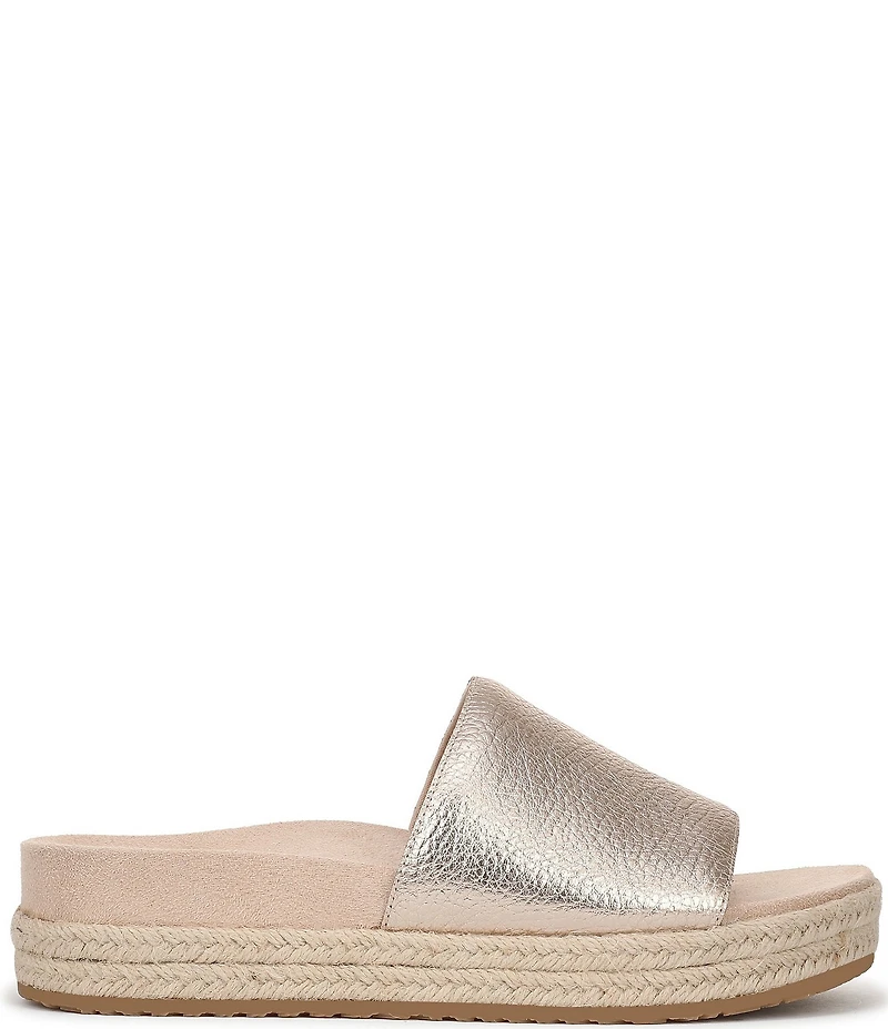 Vionic Yasmina Leather Platform Espadrille Slide Sandals
