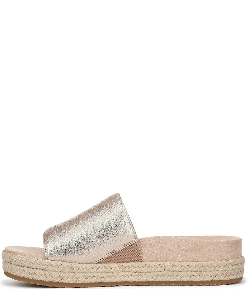 Vionic Yasmina Leather Platform Espadrille Slide Sandals