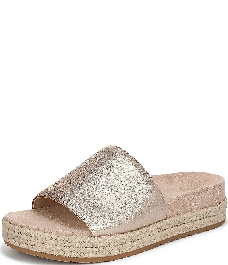 Vionic Yasmina Leather Platform Espadrille Slide Sandals