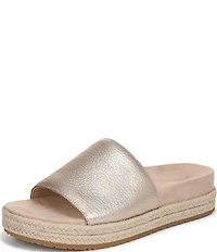 Vionic Yasmina Leather Platform Espadrille Slide Sandals