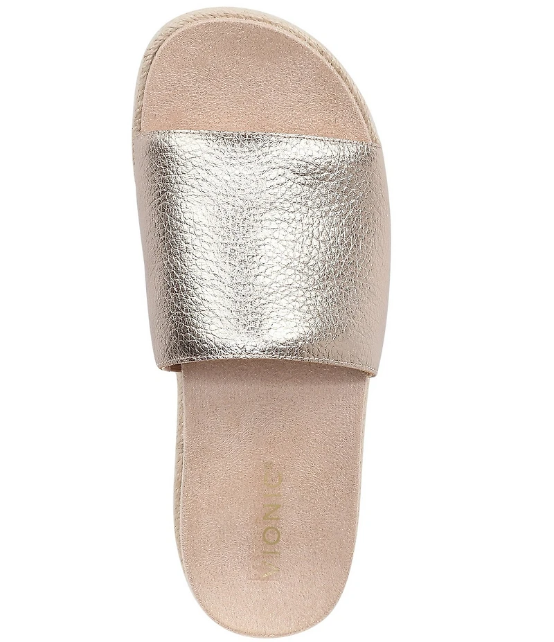 Vionic Yasmina Leather Platform Espadrille Slide Sandals