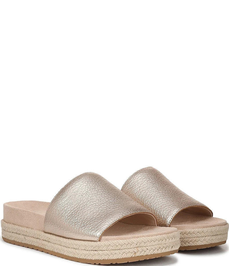 Vionic Yasmina Leather Platform Espadrille Slide Sandals