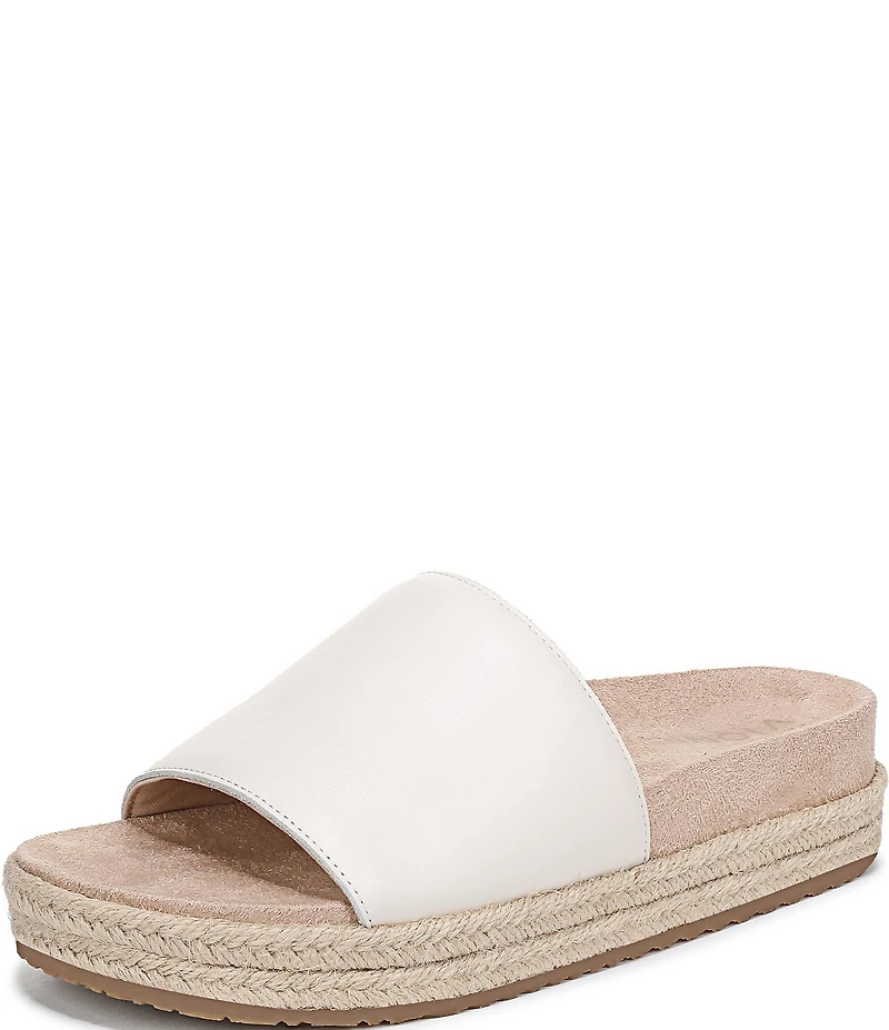 Vionic Yasmina Leather Platform Espadrille Slide Sandals