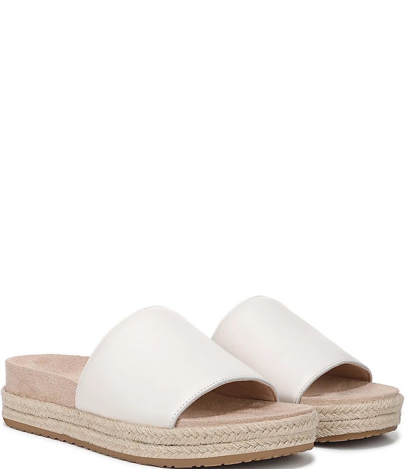Vionic Yasmina Leather Platform Espadrille Slide Sandals