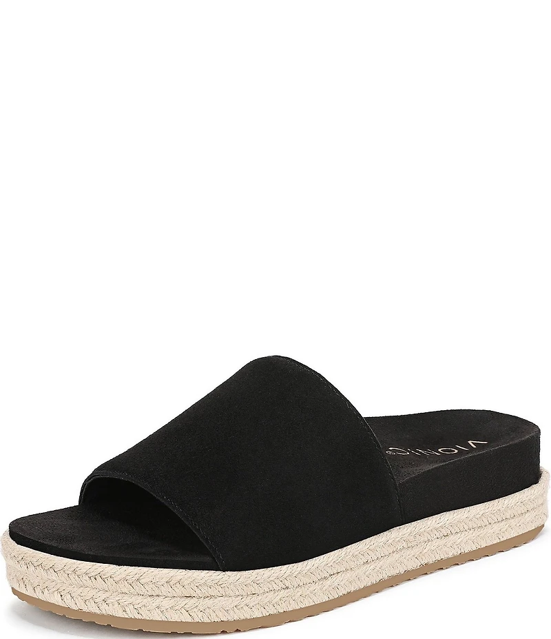 Vionic Yasmina Suede Platform Espadrille Slide Sandals