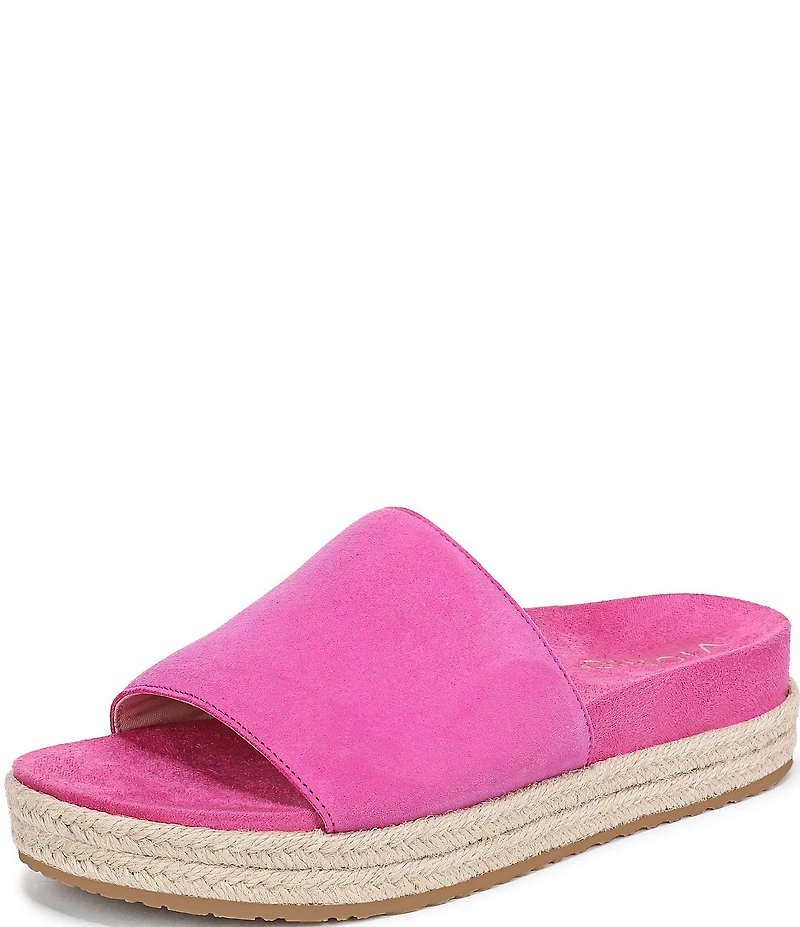 Vionic Yasmina Suede Platform Espadrille Slide Sandals