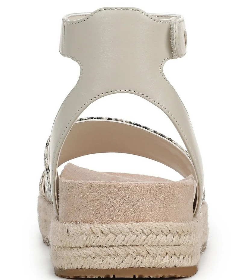 Vionic Yucca Embossed Snake Print Leather Ankle Wrap Platform Espadrille Sandals