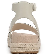 Vionic Yucca Embossed Snake Print Leather Ankle Wrap Platform Espadrille Sandals