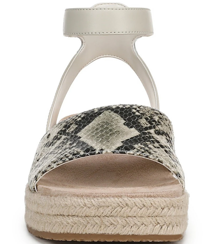 Vionic Yucca Embossed Snake Print Leather Ankle Wrap Platform Espadrille Sandals