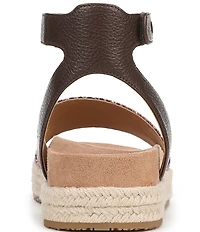 Vionic Yucca Embossed Snake Print Leather Ankle Wrap Platform Espadrille Sandals